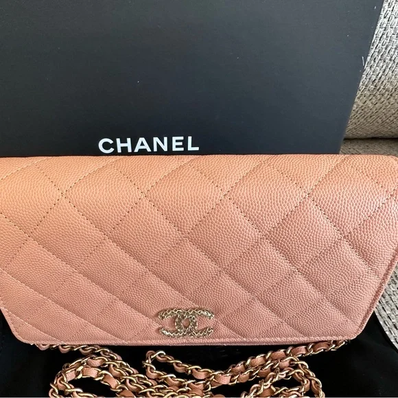 Brand New CHANEL 23P Beige Caviar GHW CC Wallet On Chain WOC with Receipt - Picture 11 of 14